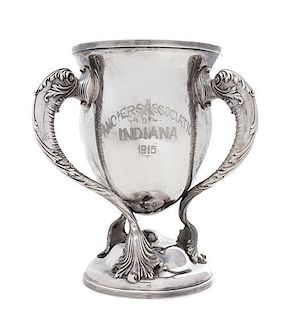 * An American Art Nouveau Silver-Plate Loving Cup, Height 11 3/4 inches.