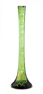 * A Moser Enameled Glass Stick Vase, Height 23 1/2 inches.