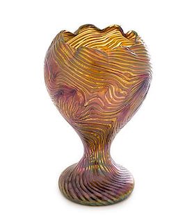 * An Austrian Iridescent Glass Vase, Height 10 1/4 inches.