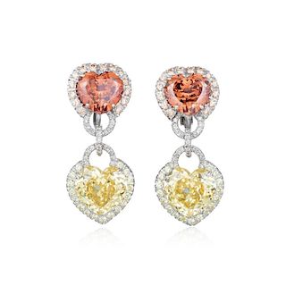 Andreoli Large Colored Stone and Diamond Drop Earrings