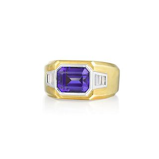 A Tanzanite and Diamond Ring