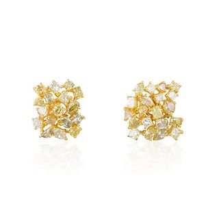 A Pair of Fancy Colored Diamond Earrings
