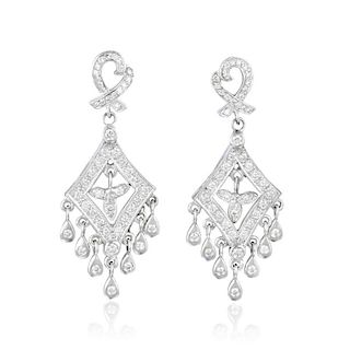 A Pair of Chandelier Diamond Earrings