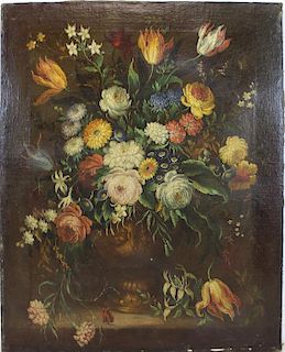 18th/19th Century. Oil on Canvas. Floral Still