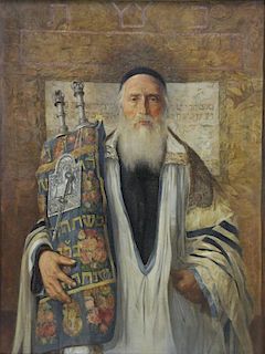 Manner of Isidor Kaufmann. Oil on Canvas. Rabbi