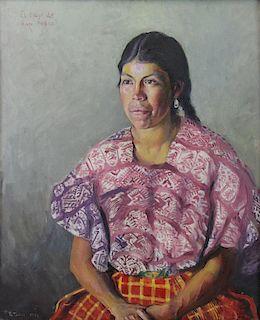 TUDOR, Rosamond. Oil on Board. Portrait of a Woman