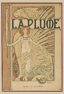 * Alphonse Mucha, (Czech, 1860-1939), Cover for La Plume, April 1987