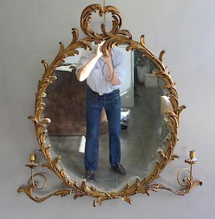 Antique Carved, Giltwood and Gessoed Mirror.