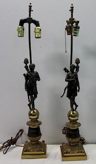 Quality Pair of Patinated and Gilt Bronze Figural