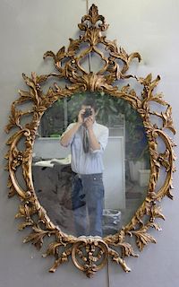 Antique Roccocco Carved Giltwood Mirror.