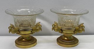 A Fine Quality Pair of Dore Bronze and Cut Glass