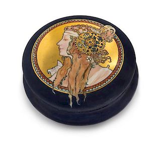 * A Limoges Art Nouveau Porcelain Box, Diameter 8 inches.