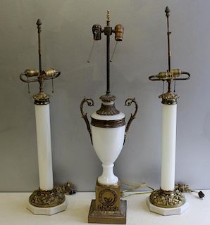 Antique Glass and Gilt Metal Mounted Lighting Lot.