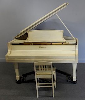 STEINWAY. White Painted Baby Grand Piano Serial #