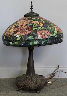 Dale Tiffany Signed Patinated Metal Table Lamp.
