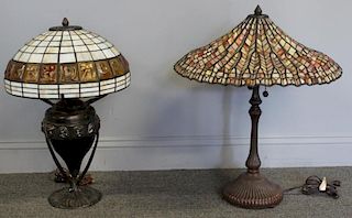 Lot Of Dale Tiffany Signed Patinated Metal Lamps.