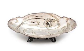 * An Art Nouveau Silver-Plate Centerpiece Bowl, Width 11 3/4 inches.