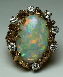 JEWELRY. 18kt Gold, Opal, and Diamond Cocktail