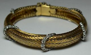 JEWELRY. Italian 18kt Gold and Diamond Bracelet.