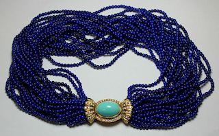 JEWELRY. Lapis Lazulis Beaded Necklace with
