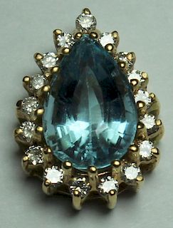 JEWELRY. 6 Ct. Aquamarine and Diamond Pendant.