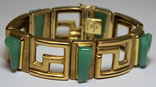 JEWELRY. Signed 18kt Gold and Jade Bracelet.