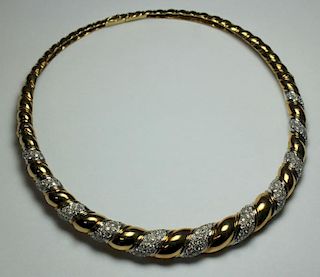 JEWELRY. 14kt Gold and Diamond Choker Necklace.