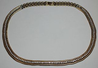 JEWELRY. 14kt Gold and Diamond Simulant Necklace.