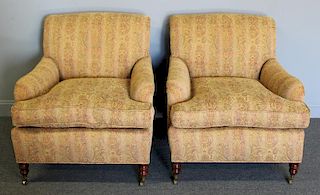 Pair of George Smith Upholstered Club Chairs.