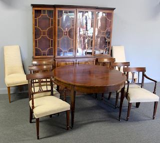 Antique and Custom Quality Banded Mahogany Dining