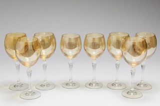 Iridescent Golden Luster Wine Glasses, Set of 8