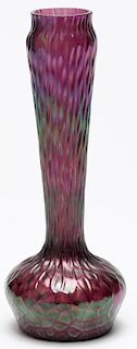 Antique Iridescent Purple Glass Vase, Attrib Loetz