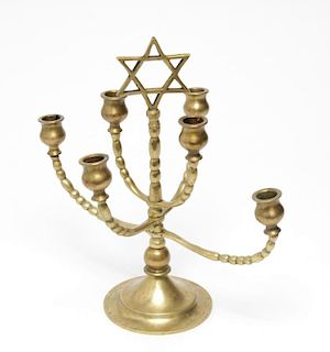 Judaica Brass 6-Light Candelabra w. Star of David