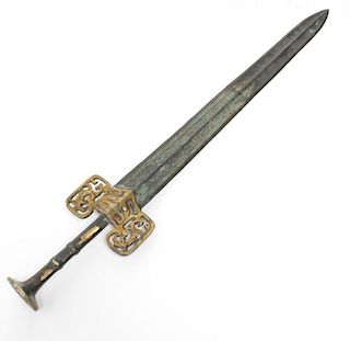 Chinese Han Dynasty-Style Brass Sword, 20th C.