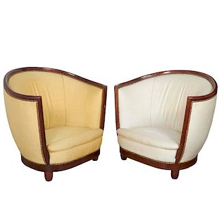 French Art Deco Tub Chairs, Pair