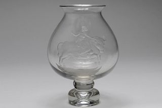 Mid-Century Scandinavian Etched Crystal Urn Vase