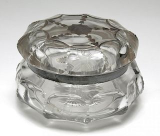 Silver Overlay Glass Vanity Jar, Vintage
