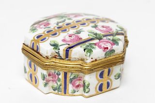 French Sevres-Style Porcelain & Ormolu Pill Box