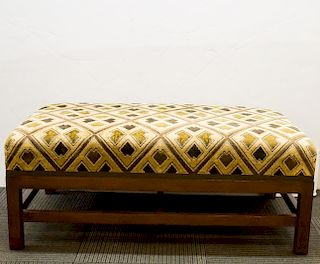 Vintage Ottoman, Upholstered & Hardwood