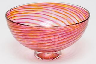 Signed American Art Glass Bowl, Late 20th Century