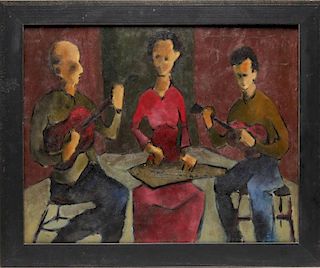 Unsigned Oil on Board, Bluegrass Musicians