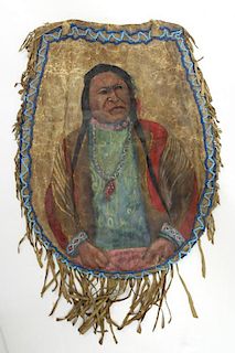 Ute American Indian Pouch, with Portrait of Ouray