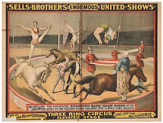 Sells Brothers Enormous United Shows. Mr. William Showles The Undisputed Champion Bare-Back Rider of the World.