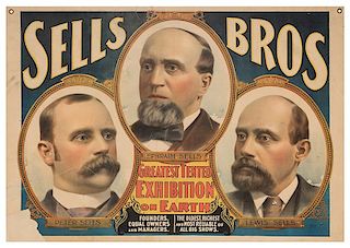 Sells Brothers Greatest Tented Exhibition on Earth. Ephraim Sells. Peter Sells. Lewis Sells.