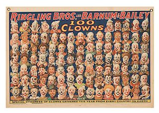 Ringling Brothers and Barnum & Bailey. 100 Clowns. Special Congress of Clowns Gathered This Year.