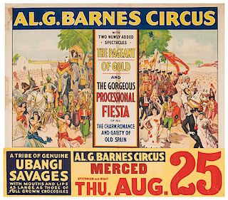 Al G. Barnes Circus. The Pageant of Gold and The Gorgeous Processional Fiesta.