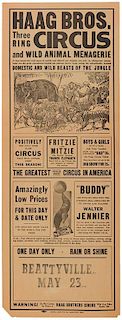Two Haag Brothers 3 Ring Circus Broadsides.