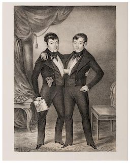 Chang and Eng Lithographed Portrait.