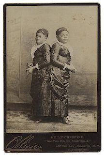 Mille Christine, The Two-Headed Nightingale. Pair of Cabinet Photos.