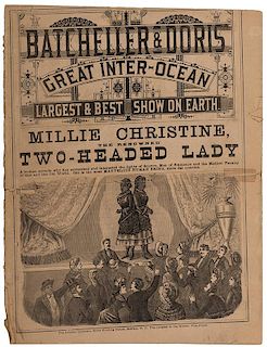Millie Christine, The Renowned Two-Headed Lady. Batcheller & Doris Great Inter-Ocean Show Program.